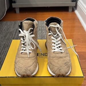 Fendi Beige High-Top Sneakers for Men